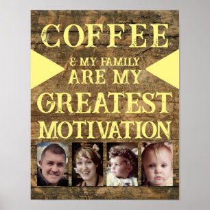 Affiche Motivation famille de café 4 photo brun jaune