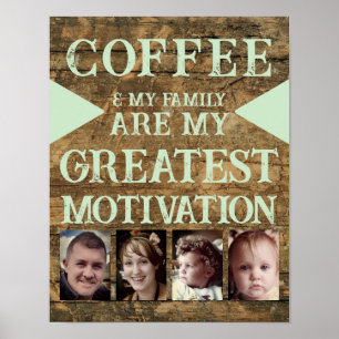 Affiche Motivation famille de café 4 photo brun vert