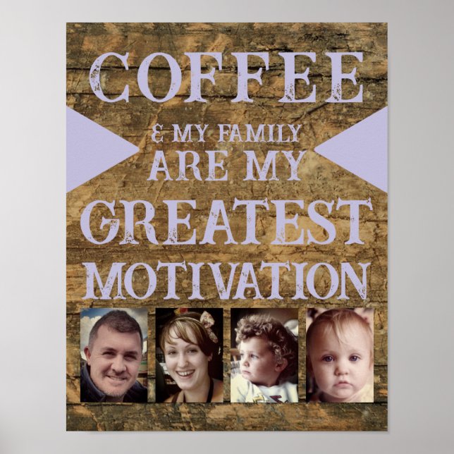 Affiche Motivation famille de café 4 photo brun violet (Devant)