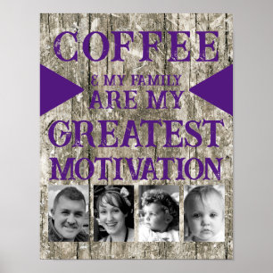 Affiche Motivation famille de café 4 photo gris violet