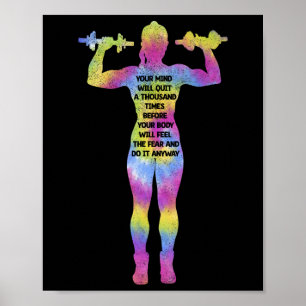 Affiche Motivation Fitness Femme Bodybuilding Gym Tie Dye