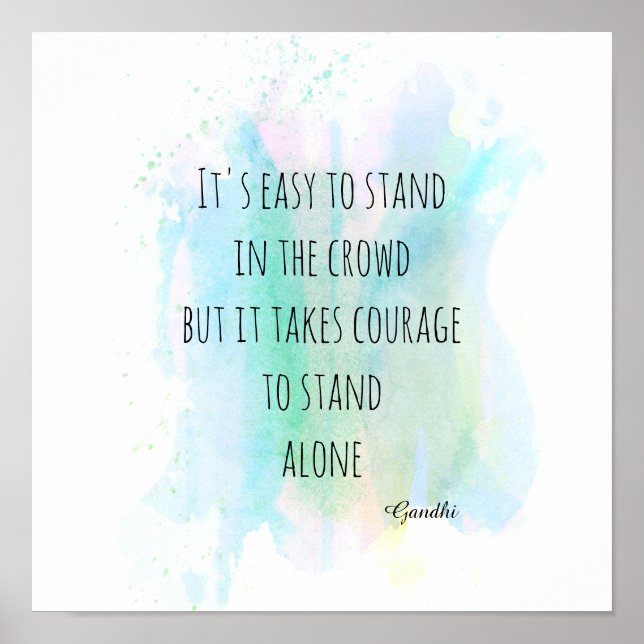 Affiche motivation Gandhi citation bleu aquarelle abstrait (Devant)