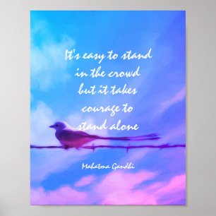 Affiche motivation Gandhi citation oiseau sur le ciel bleu
