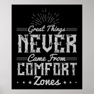 Affiche Motivation Grandes Choses en Zone de Confort