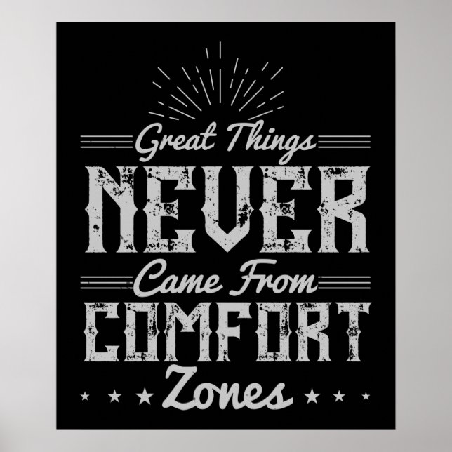 Affiche Motivation Grandes Choses en Zone de Confort (Devant)