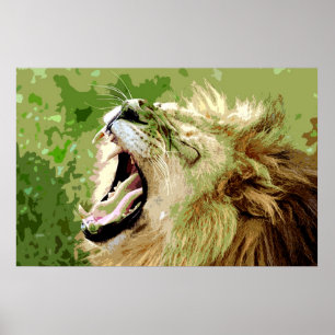 Affiche Motivation Leadership Roaring Lion Pop Art
