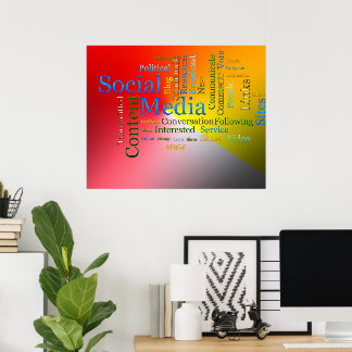 Affiche Motivation Médias Sociaux Mot Cloud