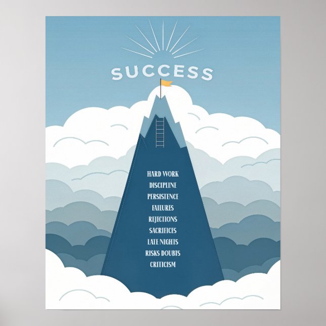 Affiche Motivation minimaliste de la montagne de succès (Devant)