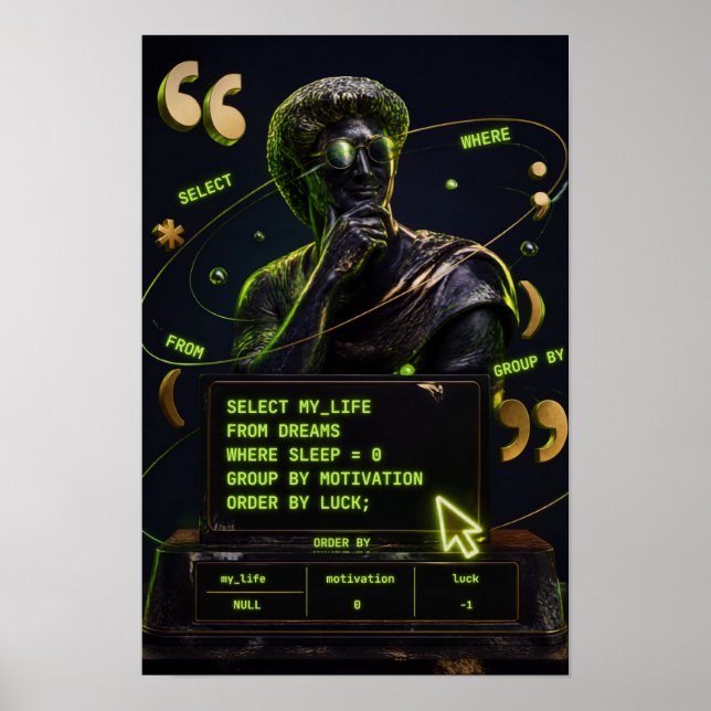 Affiche Motivation SQL Humour de programmeur  (Devant)