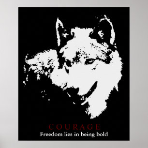 Affiche Motivational Courage Wolf