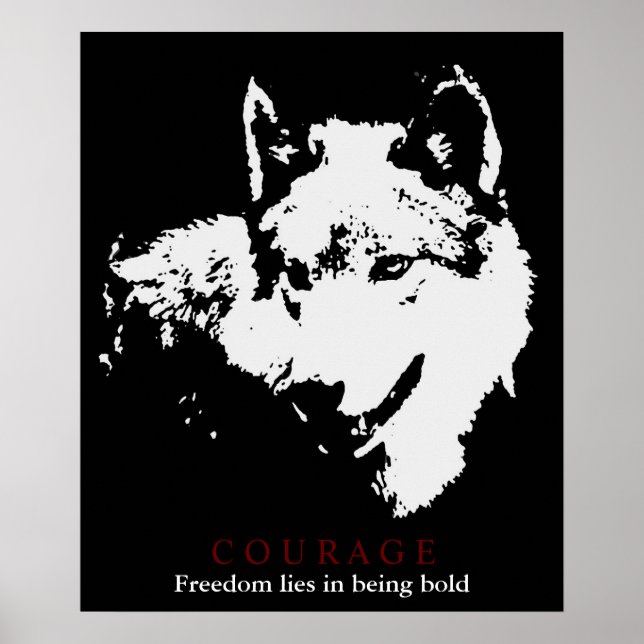 Affiche Motivational Courage Wolf (Devant)