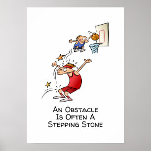 Affiche Motivational Obstacle Is A Stepping Stone Cartoon