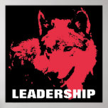 Affiche Motivational Pop Art Leadership Wolf Black Red<br><div class="desc">Oeuvre numérique - Howling Wolf Computer Animal Art - College Pop Art - Wild Big Animals Ordinateur Images</div>
