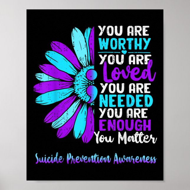 Affiche Motivational Suicide Prevention Awareness Teal Pur (Devant)