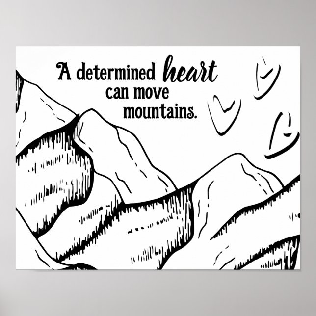 Affiche Motivationnel Déterminé Coeur Peut Déplacer Les Mo (Devant)