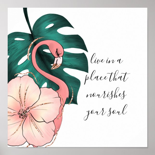 Affiche Motivationnel dire élégant Flamant rose rose (Devant)