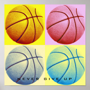 Affiche Motivationnel ne jamais abandonner Basketball Pop 