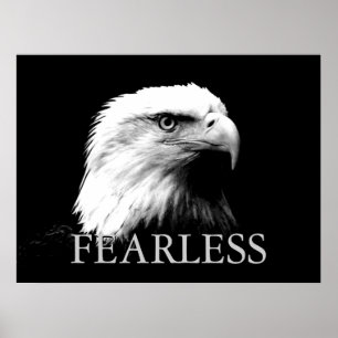 Affiche motivationnelle aigle sans peur noir et bl