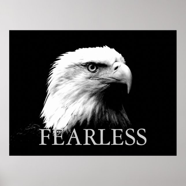Affiche motivationnelle aigle sans peur noir et bl (Devant)