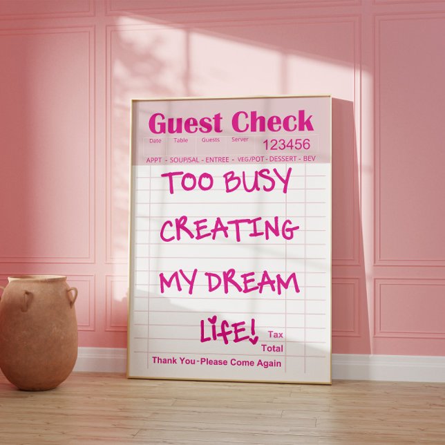Affiche motivationnelle de reçu rose (Créateur téléchargé)