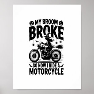 Affiche Moto à cheval sorcière Halloween