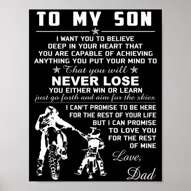 Affiche Moto À Mon Fils Aime Papa (Devant)