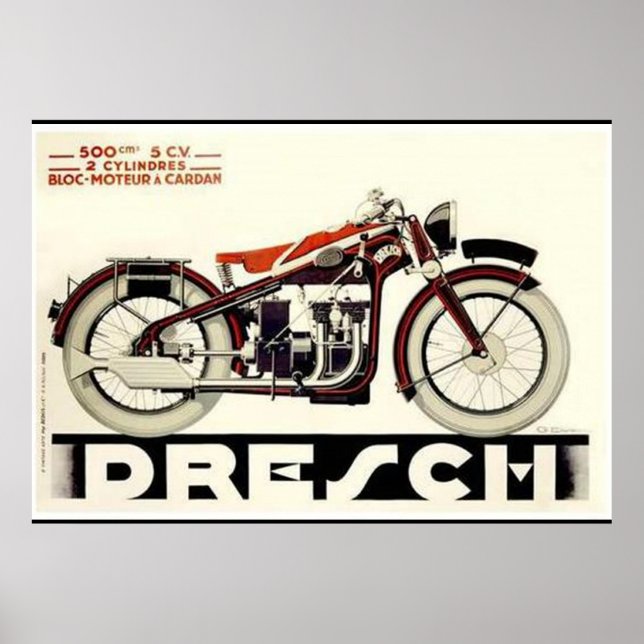 Affiche Moto ancienne française 500 cm3 (Devant)