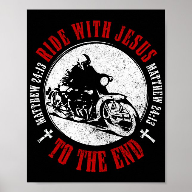 Affiche Moto Christian Biker Foi Ride avec Jésus (Devant)