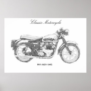 Affiche Moto classique imprimé art moto britannique vélo