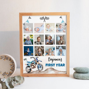 Affiche Moto de terre bleue Fast One, photo, un jalon atte