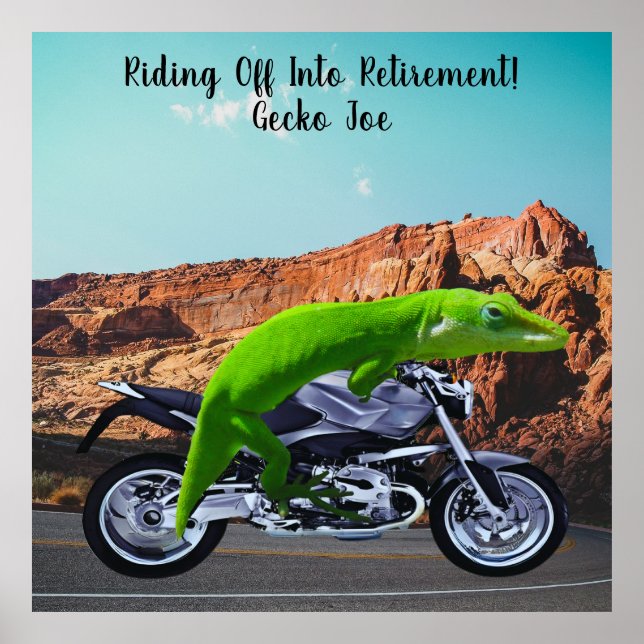 Affiche Moto Gecko Personnalisée Pour La Retraite (Devant)