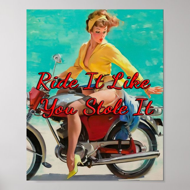 Affiche Moto Girl des années 1950 par Gil Elvgren (Devant)