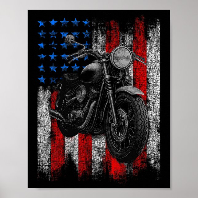 Affiche Moto Graphic Mens Biker American Flag (Devant)