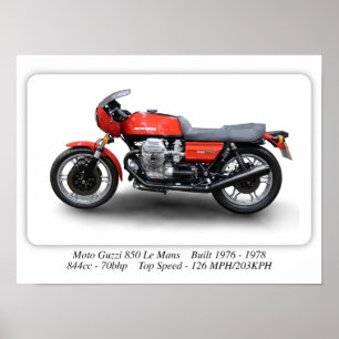 Affiche Moto Guzzi 850 Le Mans 1976 Moto - A3 Size