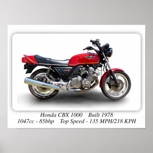 Affiche Moto Honda CBX 1000 - A3 Taille Imprimer l'affiche (Devant)