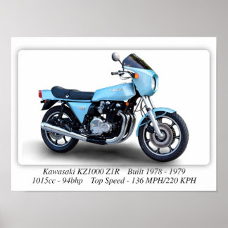 Affiche Moto Kawasaki KZ1000 Z1R - Taille A3 Imprimer