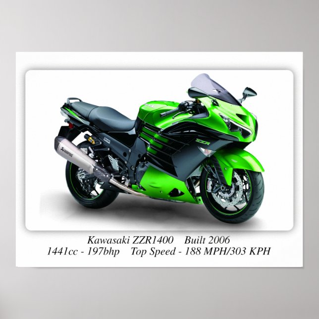 Affiche Moto Kawasaki ZZR1400 - A3 (Devant)