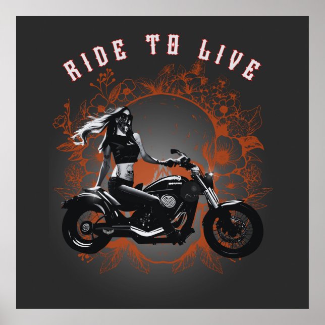 Affiche Moto-moto-cycliste Girl Ride to Life (Devant)