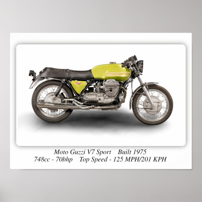 Affiche Moto Moto Moto Moto Moto Guzzi V7 Sport - A3 (Devant)
