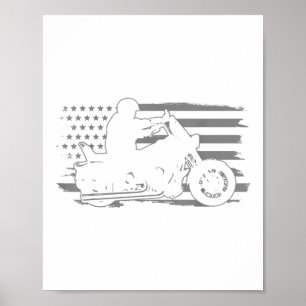 Affiche Moto Patriotique Vintage American Flag Biker