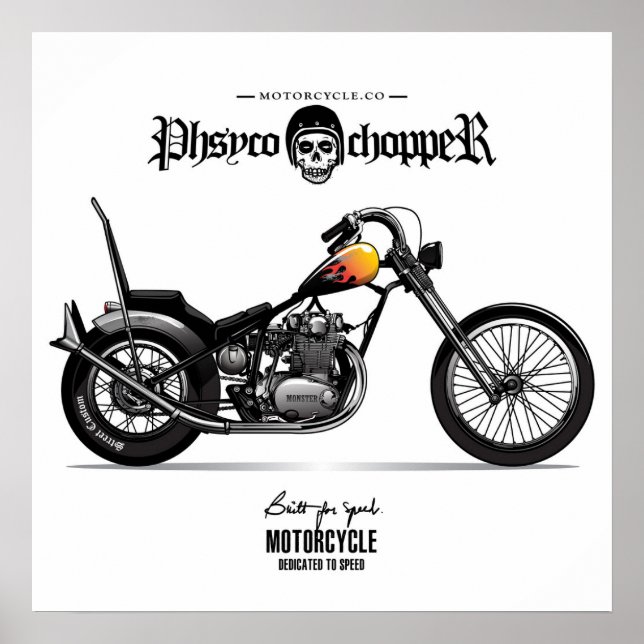 Affiche Moto Physco Chopper vintage (Devant)