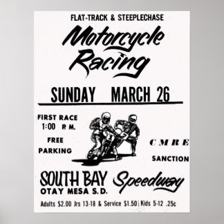 Affiche Moto Racing South Bay Speedway Otay Mesa