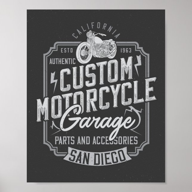 Affiche Moto sur mesure vintage. (Devant)