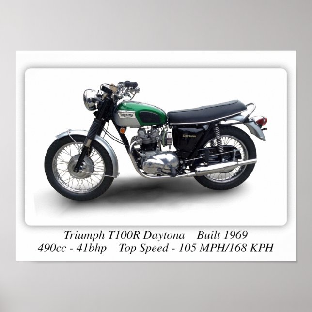 Affiche Moto Triumph T100R Daytona - A3 (Devant)