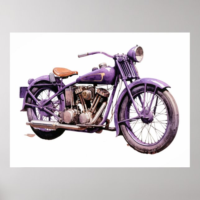 Affiche Moto Vintage classique Aquarelle (Devant)
