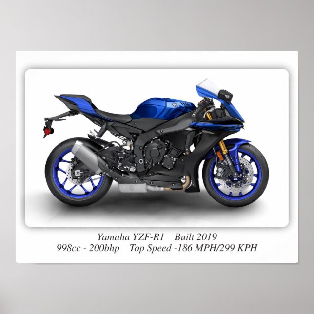 Affiche Moto Yamaha YZF-R1 2019 - A3 (Devant)