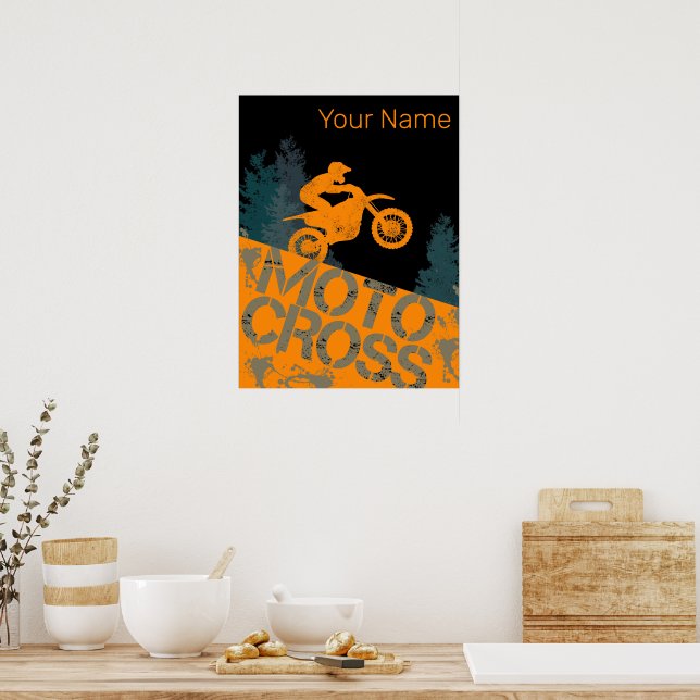 Affiche Motocross Biker Moto Vintage et Moto (Cuisine)