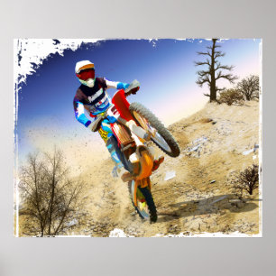 Affiche Motocross de Wheelie de désert