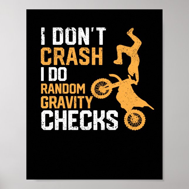 Affiche Motocross Dirt Bike Je ne crash Je fais pas Random (Devant)