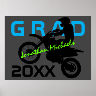 Affiche Motocross Motocross Blue Green Grey Graduation